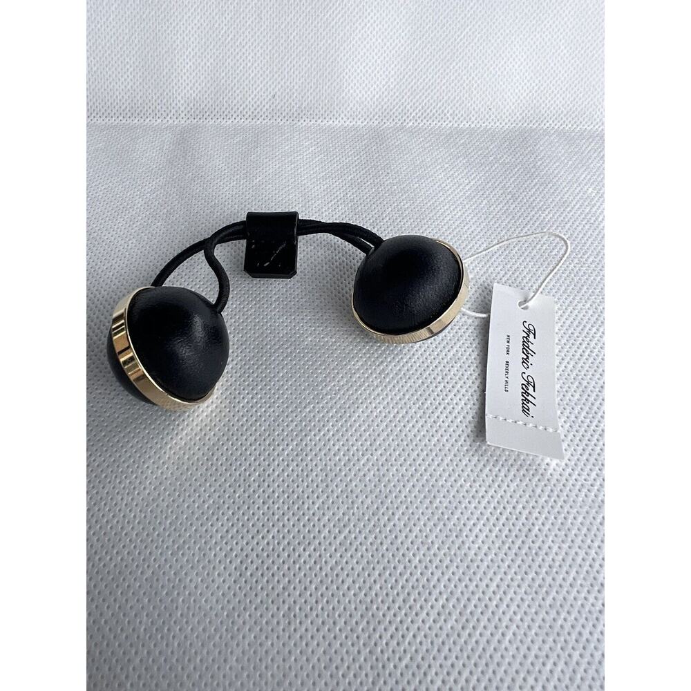 Vintage Frédéric Fekkai Black Leather Balls whimsigoth grunge Ponytail Holder